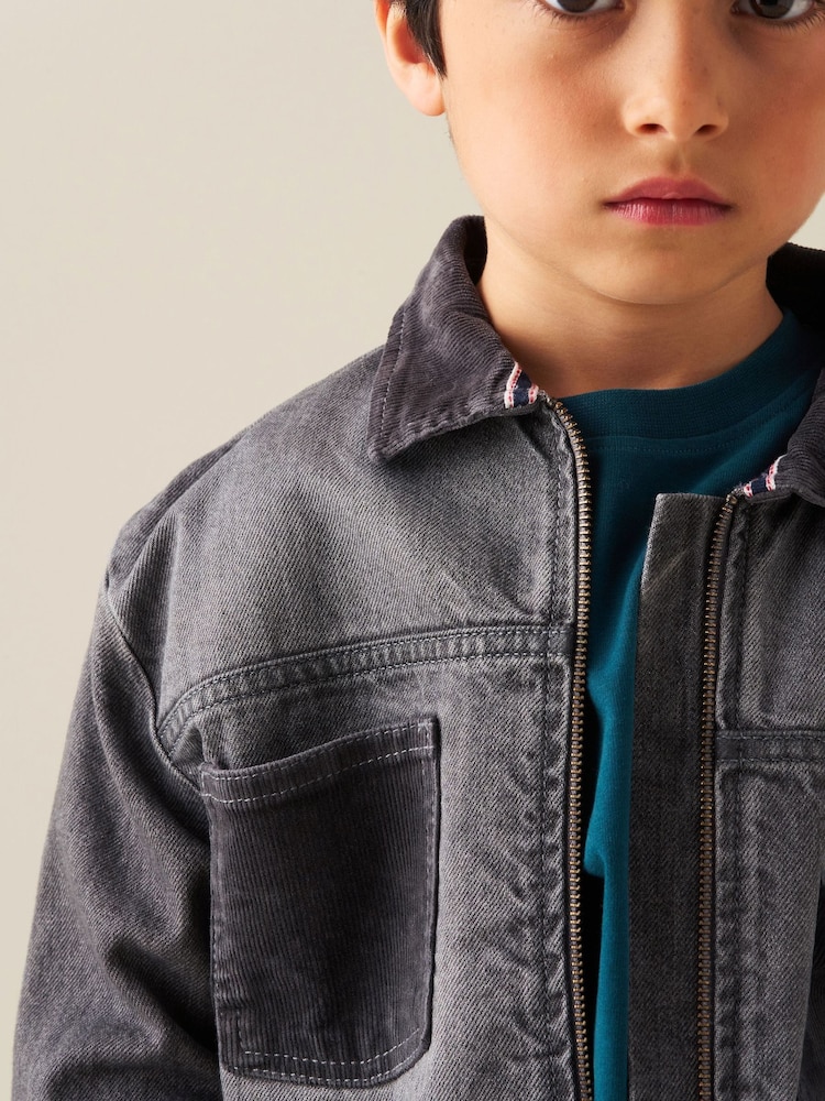 Angel & Rocket Malik Cord Detail Denim Jacket - 圖片 2/6