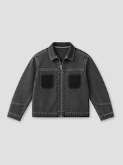 Angel & Rocket Grey Malik  Cord Detail Denim Jacket - Image 7 of 8