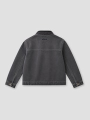 Angel & Rocket Grey Malik  Cord Detail Denim Jacket - Image 8 of 8