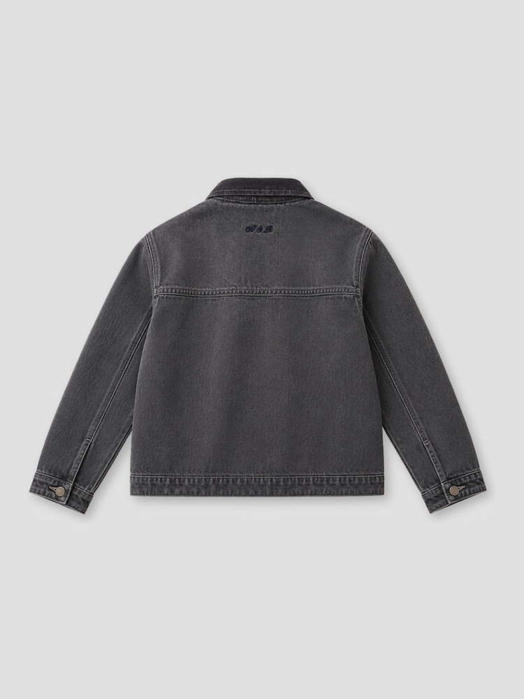 Angel & Rocket Grey Malik Cord Detail Denim Jacket - Image 8 of 8 Angel & Rocket Grey Malik Cord Detail Denim Jacket - Image 8 of 8