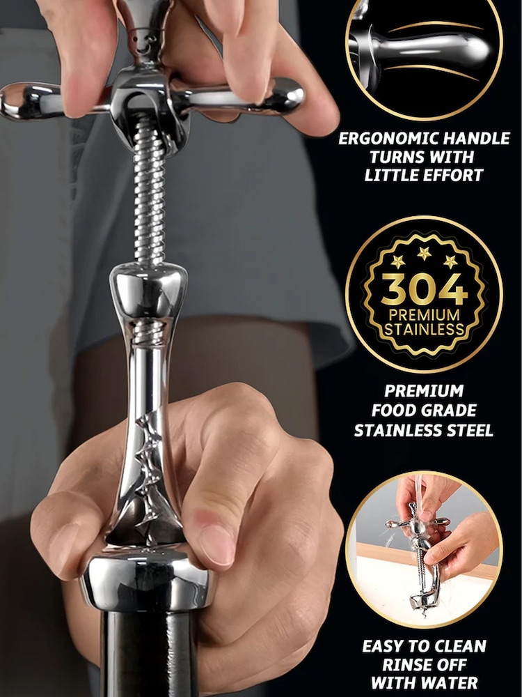 Gourmet Easy Stainless steel Heavy-Duty Corkscrew for Effortless Cork Removal - Image 2 of 4