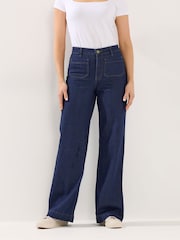 Long Tall Sally Blue Pocket Detail Wide Leg Jeans - Image 2 of 5