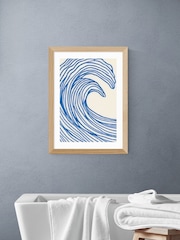 East End Prints Oak Wavy Lines Wall Art Print by Merel Takken - Image 1 of 2