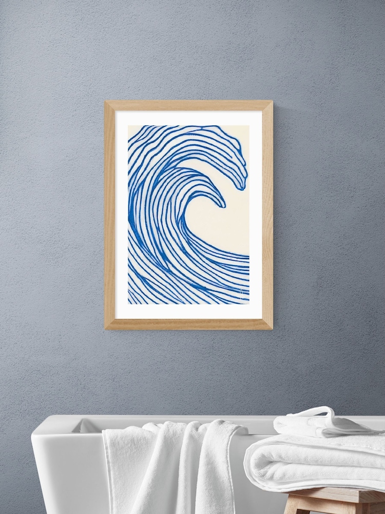 East End Prints Oak Wavy Lines Wall Art Print by Merel Takken - Image 1 of 2 East End Prints Oak Wavy Lines Wall Art Print by Merel Takken - Image 1 of 2