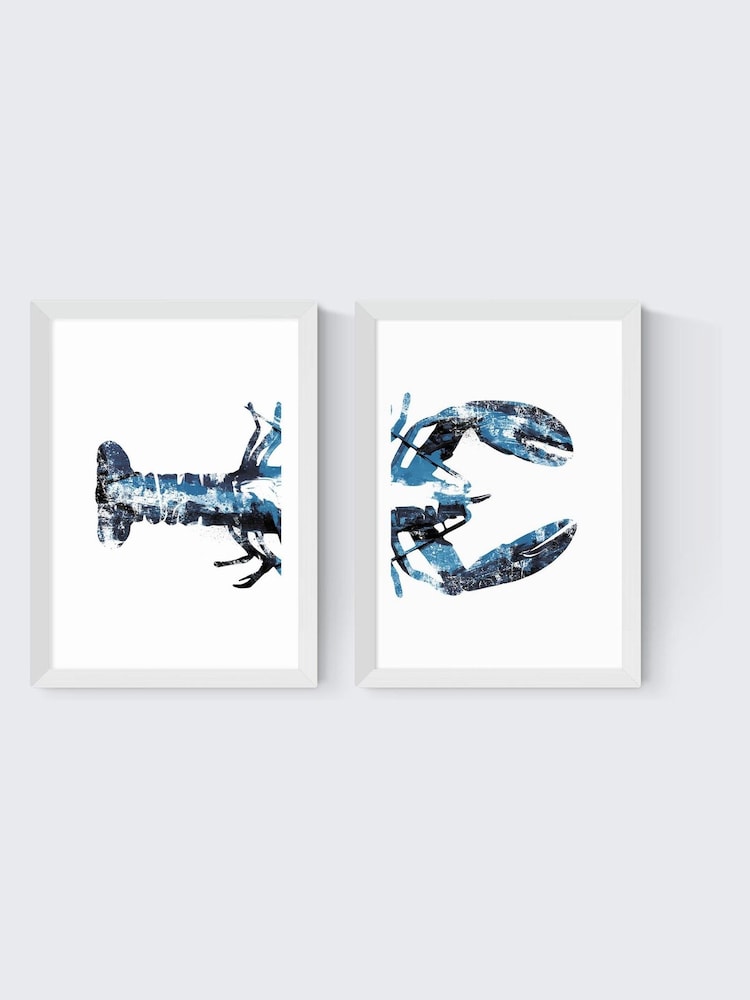 East End Prints Set of 2 White Lobster Wall Arts Print by Dan Hobday - Image 2 of 2