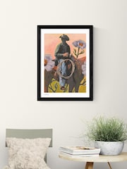 East End Prints Black Retro Rodeo Cowboy Wall Art Print by El Baker - Image 1 of 2