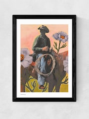 East End Prints Black Retro Rodeo Cowboy Wall Art Print by El Baker - Image 2 of 2