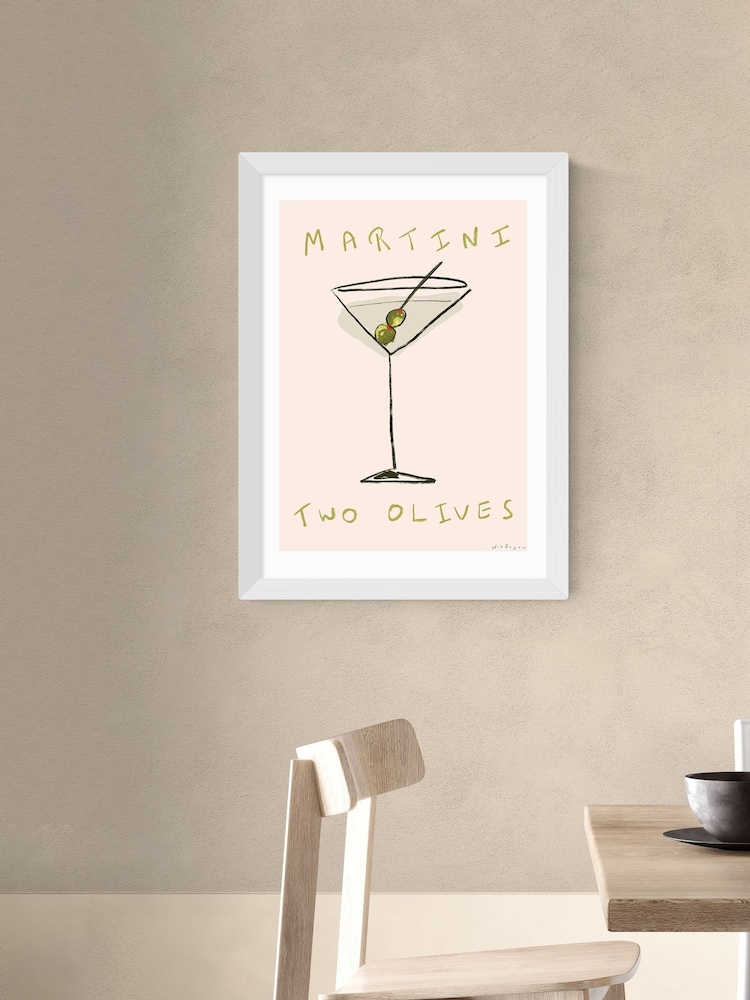 East End Prints White Martini Wall Art Print by Nia Beynon - Image 1 of 2 East End Prints White Martini Wall Art Print by Nia Beynon - Image 1 of 2