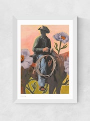 East End Prints White Retro Rodeo Cowboy Wall Art Print by El Baker - Image 2 of 2