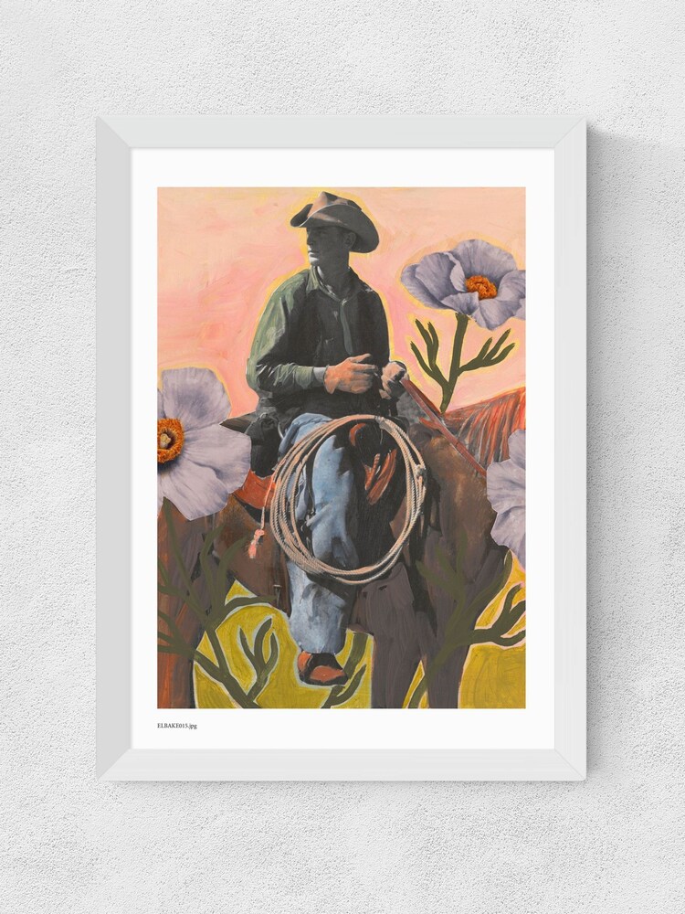 East End Prints White Retro Rodeo Cowboy Wall Art Print by El Baker - Image 2 of 2