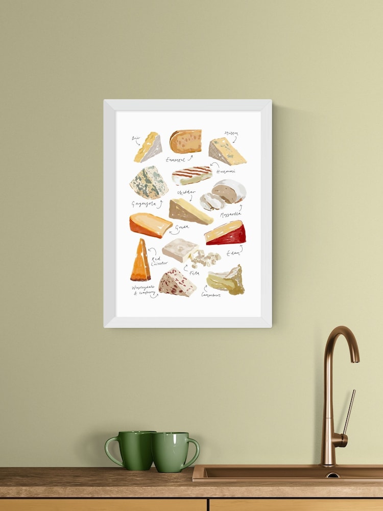 East End Prints White Cheese Variety Wall Art Print by Natalie Cass - Image 1 of 2