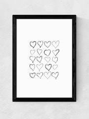 East End Prints Black Love Hearts Wall Art Print by Honeymoon Hotel - Image 2 of 2