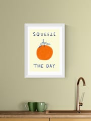 East End Prints White Squeeze The Day Orange Wall Art Print by She Snacks and Paints - Image 1 of 2