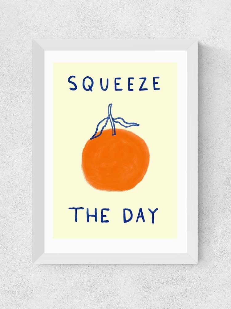 East End Prints White Squeeze The Day Orange Wall Art Print by She Snacks and Paints - Image 2 of 2