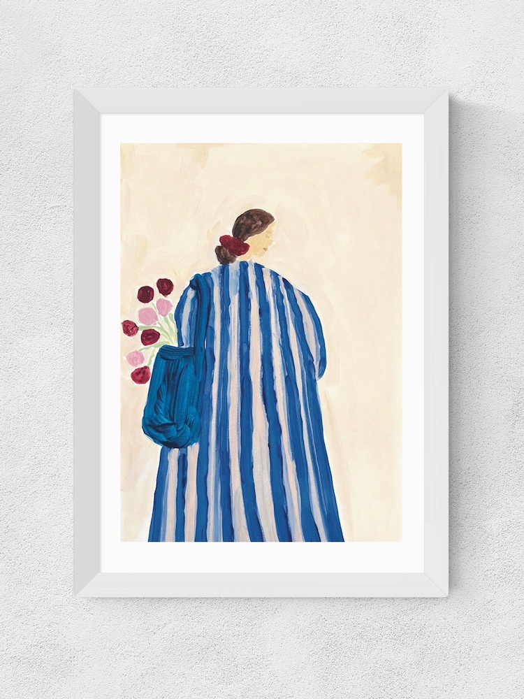 East End Prints White Lady With Flowers Wall Art Print by She Snacks and Paints - Image 2 of 2 East End Prints White Lady With Flowers Wall Art Print by She Snacks and Paints - Image 2 of 2