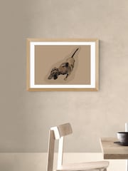 East End Prints Oak Sausage Dog Brown Wall Art Print by Cartissi - Image 1 of 2