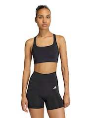 adidas Black Optime Workout Medium Support Bra - Image 1 of 8