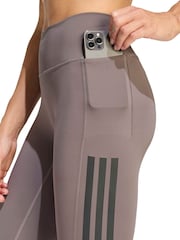 adidas Brown Optime Workout 3-Stripes 7/8 Leggings - Image 5 of 7