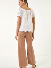 Roman White Floral Embroidered Bardot Top - Image 4 of 5