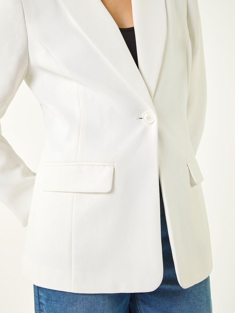 Roman White Rochette Longline Blazer - Image 6 of 6 Roman White Rochette Longline Blazer - Image 6 of 6