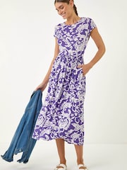 Roman Abstract Print Pocket Midi Dress - Bild 1 von 5