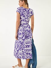 Roman Abstract Print Pocket Midi Dress - Bild 2 von 5