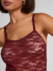 Hunkemoller Red Slipdress Allover Lace Dress - Image 2 of 5