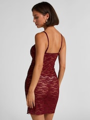 Hunkemoller Red Slipdress Allover Lace Dress - Image 3 of 5