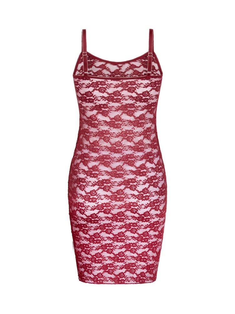 Hunkemoller Red Slipdress Allover Lace Dress - Image 5 of 5