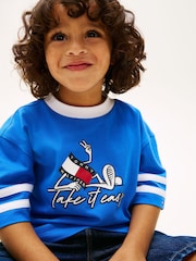 Tommy Hilfiger Blue Wavy Flag Graphic Jersey T-Shirt - Image 4 of 5