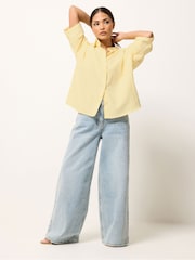 イエロー - PixieGirl リネンブレンド 半袖シャツ - 画像 2 / 5