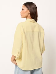 イエロー - PixieGirl リネンブレンド 半袖シャツ - 画像 3 / 5
