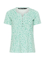 M&Co White Petite Leaf Print Cotton Henley Top - Image 5 of 5