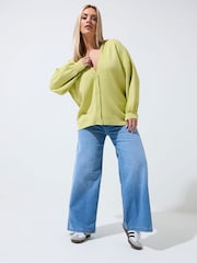 Yours Curve Green Limited Balloon Sleeve Cardigan - Image 2 of 5