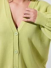 Yours Curve Green Limited Balloon Sleeve Cardigan - Image 4 of 5
