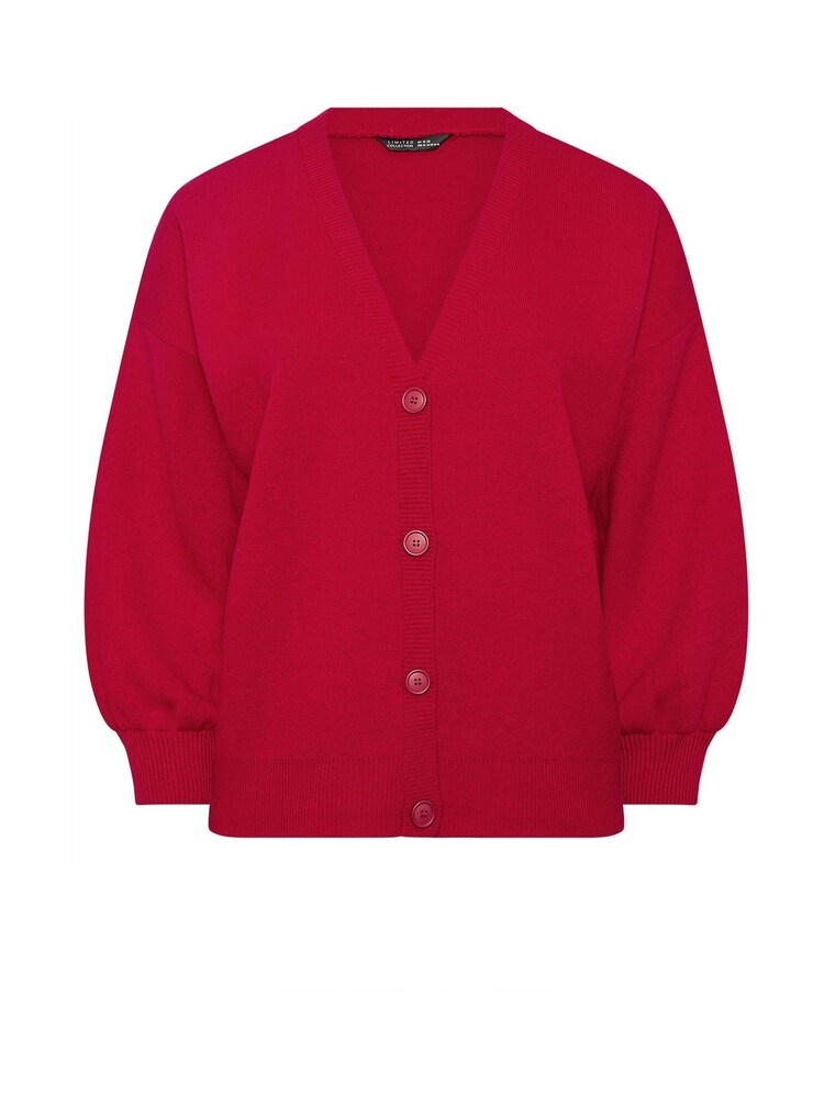 Yours Curve Red Limited Balloon Sleeve Cardigan - Image 5 of 5