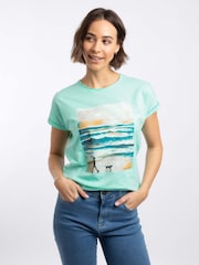 أخضر - Weird Fish Walking Club Front Print Graphic T-Shirt - صورة 5 من 7