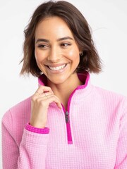 Weird Fish Pink Beye Quarter  Zip Grid Fleece - Image 4 of 7