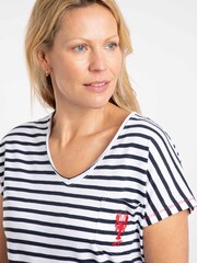 Weird Fish Blue Liora Embroidered Pocket T-Shirt - Image 4 of 6