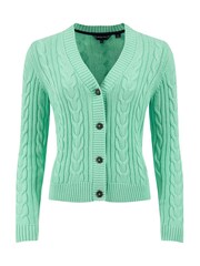 Weird Fish Green Constance Cable Knit Cardigan - Image 7 of 8