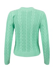 Weird Fish Green Constance Cable Knit Cardigan - Image 8 of 8