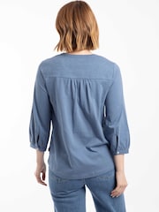 Weird Fish Blue Mabel Broidery 3/4 Sleeve Top - Image 2 of 7