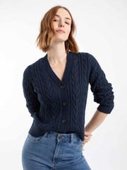Weird Fish Blue Constance Cable Knit Cardigan - Image 2 of 9