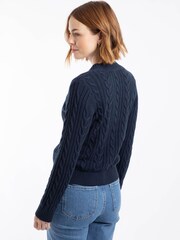 Weird Fish Blue Constance Cable Knit Cardigan - Image 3 of 9