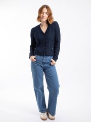 Weird Fish Blue Constance Cable Knit Cardigan - Image 4 of 9