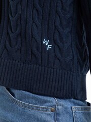 Weird Fish Blue Constance Cable Knit Cardigan - Image 7 of 9