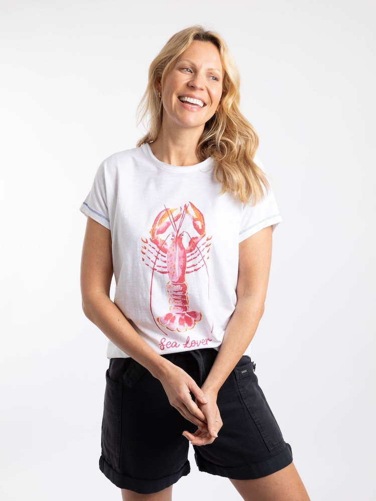 Weird Fish White Sea Lover Lobster Front Print Graphic T-Shirt - Image 1 of 6 Weird Fish White Sea Lover Lobster Front Print Graphic T-Shirt - Image 1 of 6