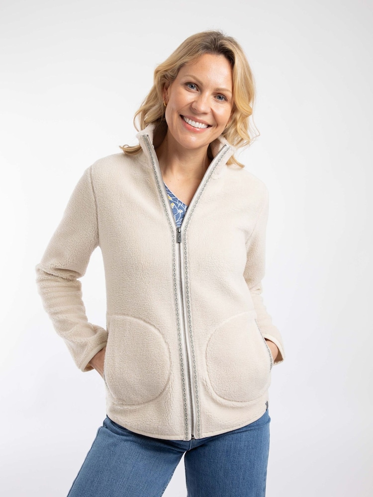 Weird Fish Cream Lucille Lightweight Full Zip Borg Fleece - Image 2 of 8