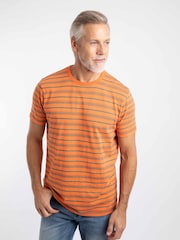 Weird Fish Orange Jefferson Textured Stripe T-Shirt - Image 1 of 7