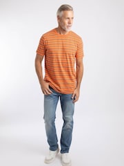 Weird Fish Orange Jefferson Textured Stripe T-Shirt - Image 3 of 7